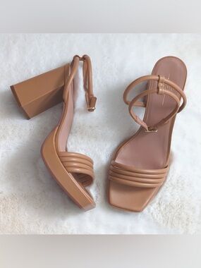 Paolo Women's Cognac Strappy Block Heel Sandals